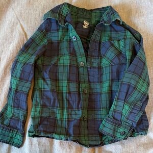 Wonder Nation Kids Plaid Button Down Shirt - Green & Blue